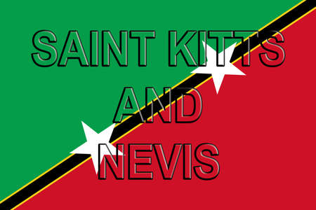 Illustration of the flag of Saint Kitts and Nevis with the country written on the flag.の写真素材