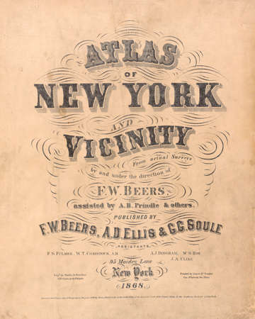 Front cover of an old Atlas that covered the area of New York issued in 1868の写真素材