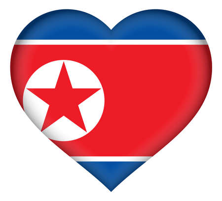 Illustration of the flag of North Korea shaped like a heartの写真素材