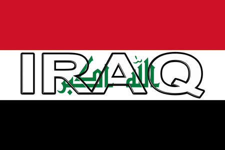 Illustration of the flag of Iraq with the country written on the flag.の写真素材