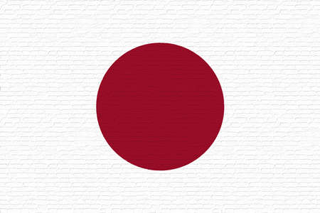 Illustration of the flag of Japan looking like it is painted onto a wall.の写真素材