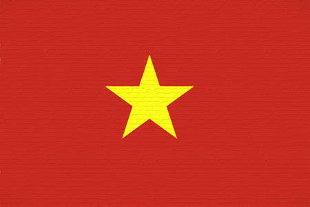 Illustration of the flag of Vietnam looking like it has been painted onto a wall.の写真素材