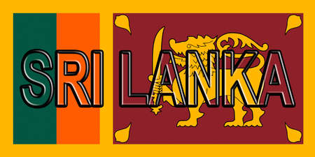 Illustration of the flag of Sri Lanka with the country written on the flag.の写真素材