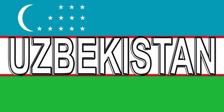 Illustration of the flag of Uzbekistan with the country written on the flag.の写真素材