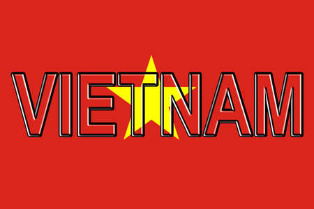 Illustration of the flag of Vietnam with the country written on the flag.の写真素材