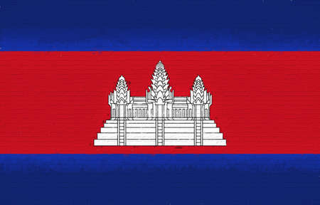 Illustration of the flag of Cambodia looking like it is painted onto a wall.の写真素材