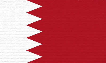 Illustration of the flag of Bahrain looking like it is painted onto a wall.の写真素材