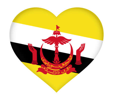 Illustration of the flag Brunei of  shaped like a heart.の写真素材