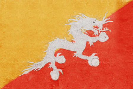 Illustration of the flag of Bhutan with a grunge look.の写真素材