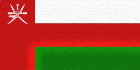 Illustration of the flag of Oman looking like it is painted onto a wall.の写真素材