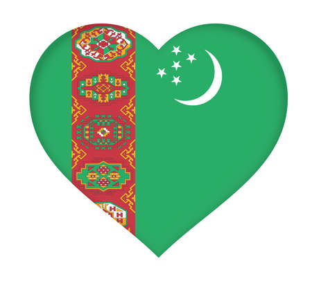 Illustration of the flag of Turkmenistan shaped like a heart.の写真素材