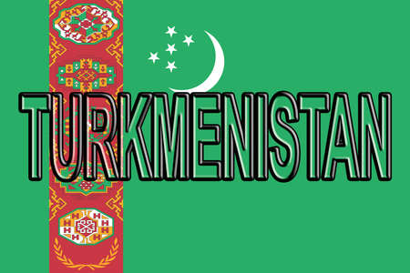 Illustration of the flag of Turkmenistan with the country written on the flag.の写真素材
