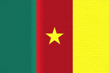 Illustration of the national flag of Cameroon looking like it is painted onto a wall.の写真素材
