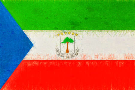 Illustration of the national flag of Equatorial Guinea with a grunge look.の写真素材