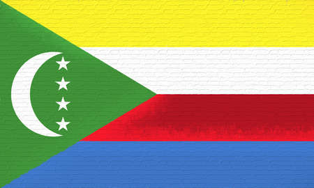 Illustration of the national flag of Comoros looking like it is painted on a wall.の写真素材