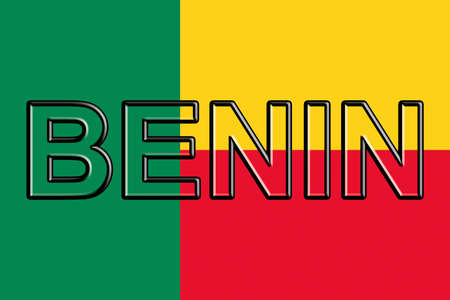 Illustration of the flag of Benin with the country written on the flagの写真素材