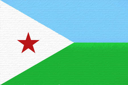 Illustration of the national flag of Djibouti looking like it is painted on a wall.の写真素材