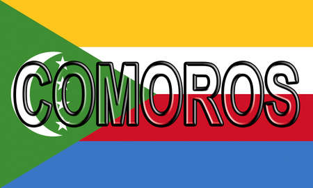Illustration of the national flag of Comoros  with the country written on the flag.の写真素材