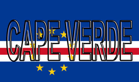Illustration of the national flag of Cape Verde with the country written on the  flag.の写真素材