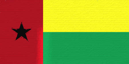 Illustration of the national flag of Guinea Bissau looking like it is painted on a wall.の写真素材