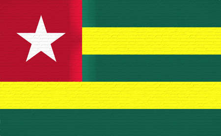 Illustration of the national flag of Togo looking like it is painted on a wall.の写真素材