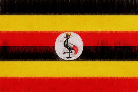 Illustration of the national flag of Uganda with a grunge look.の写真素材