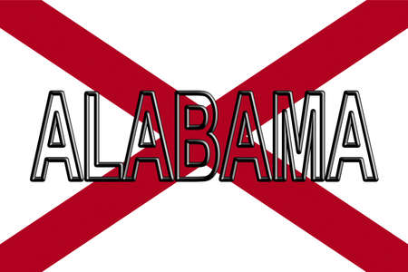 Illustration of the flag of Alabama state in America with the state written on the flagの写真素材