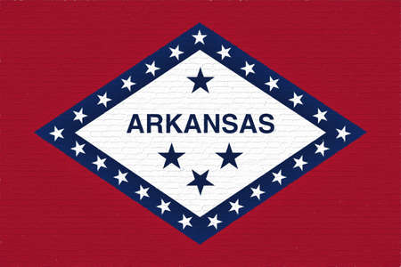 Illustration of the flag of Arkansas state in America looking like it is painted onto a wall.の写真素材