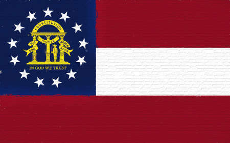 Illustration of the flag of Georgia state in America looking like it is painted on a wall.の写真素材