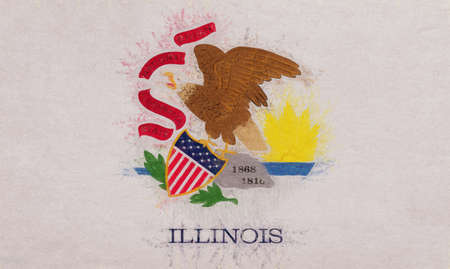 Illustration of the flag of Illinois state in America with a grunge look.の写真素材