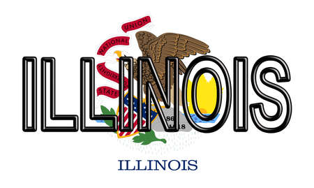 Illustration of the flag of Illinois state in America with the state written on the flag.の写真素材