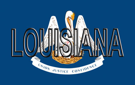 Illustration of the flag of Louisiana state in America with the state written on the flag.の写真素材