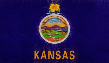 Illustration of the flag of Kansas state in America with a grunge look.の写真素材