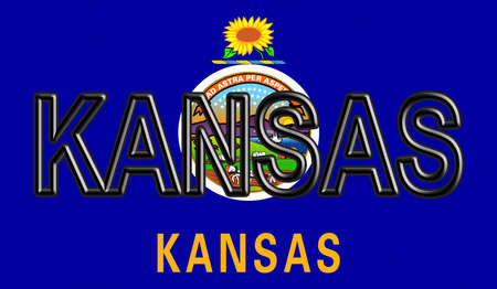 Illustration of the flag of Kansas state in America with the state written on the flag.の写真素材