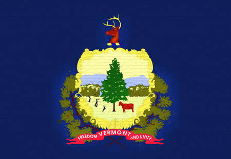 Illustration of the flag of Vermont state in America looking like it is painted on a wall.の写真素材