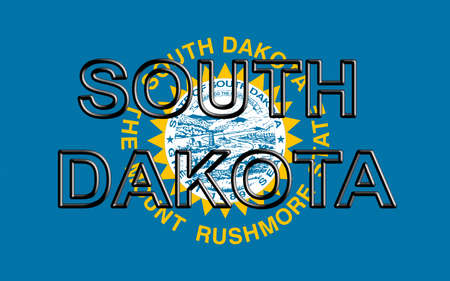 Illustration of the flag of South Dakota state in America with the state written on the flag.の写真素材