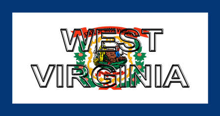 Illustration of the flag of West Virginia state in America  with the state written on the flag.の写真素材