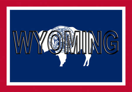 Illustration of the flag of Wyoming state in America  with the state written on the flag.の写真素材