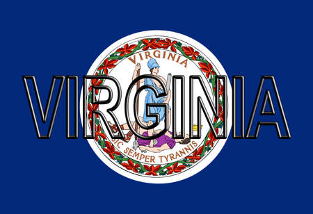 Illustration of the flag of Virginia state in America  with the state written on the flag.の写真素材