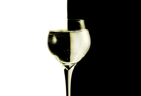Two glasses with water, black and white background.の写真素材