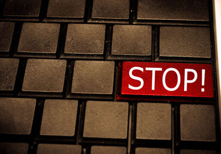 Red Stop key on a computer keyboardの写真素材