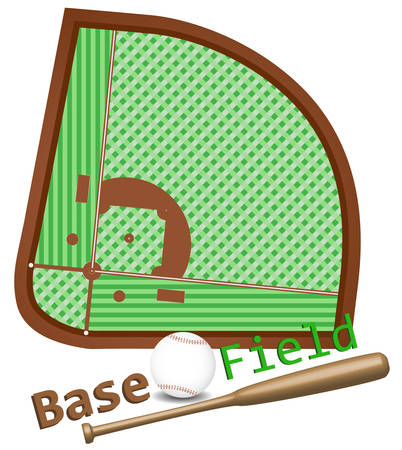 Baseball field layout, bat and ball.のイラスト素材