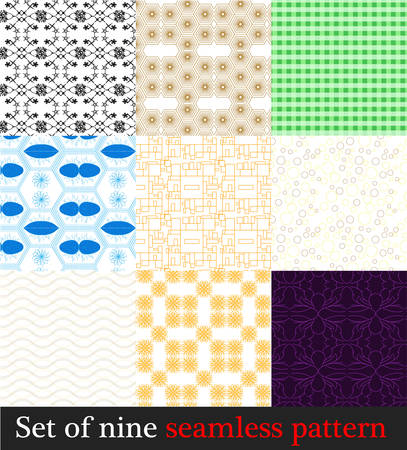 Set four seamless patterns circles, squares, rings and cages.のイラスト素材