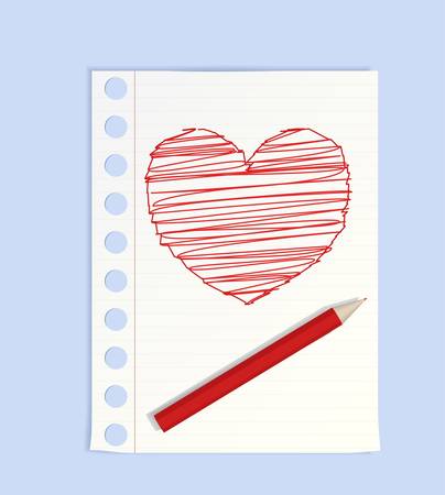 Big pencil drew a heartのイラスト素材