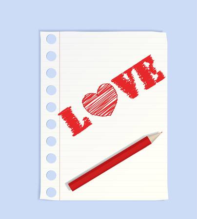 Big pencil drew a heartのイラスト素材
