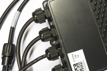 solar panel power optimizer close up, white backgroundのeditorial素材