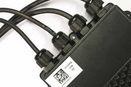 solar panel power optimizer close up, white backgroundのeditorial素材