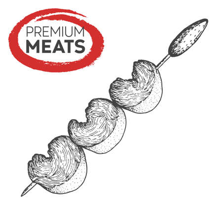Meat hand drawn vector illustration. Design sketch elementのイラスト素材