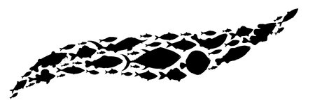 fish collection. hand drawn vector illustration. School of fish vector illustration. Food menu illustration. Flat fish set. sea and river fishのイラスト素材