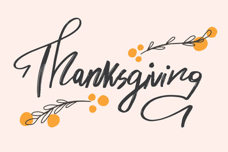 thanksgiving day lettering isolated on light backgroundのイラスト素材